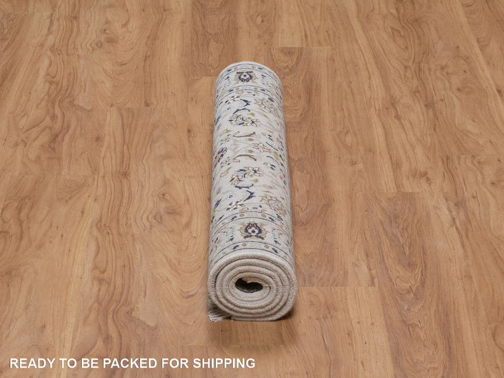 3'1" x 5'3" New Hand Knotted Ivory Wool & Silk Rectangle Oriental Rug - MOA10292514