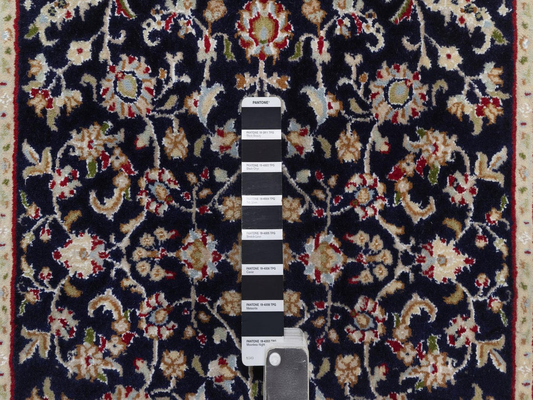 2'9" x 10'4" New Hand Knotted Blue Wool & Silk Runner Oriental Rug - MOA10292517