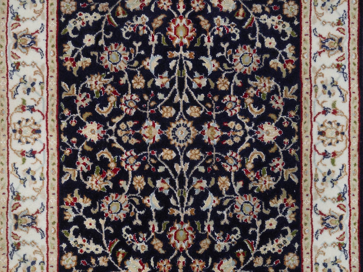 2'9" x 10'4" New Hand Knotted Blue Wool & Silk Runner Oriental Rug - MOA10292517