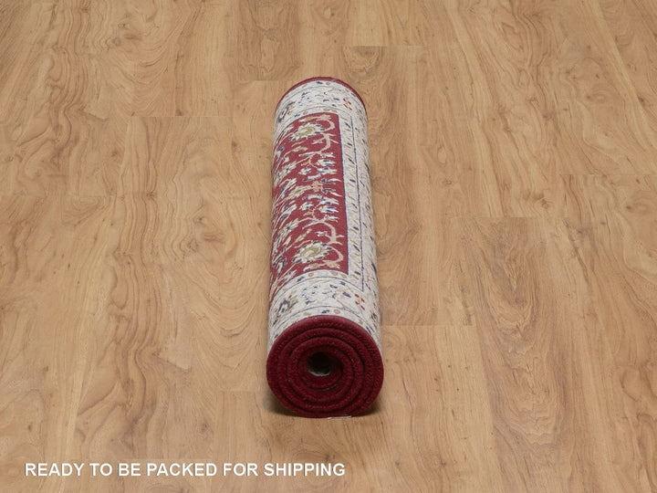 3'2" x 5'0" New Hand Knotted Red Wool & Silk Rectangle Oriental Rug - MOA10292518