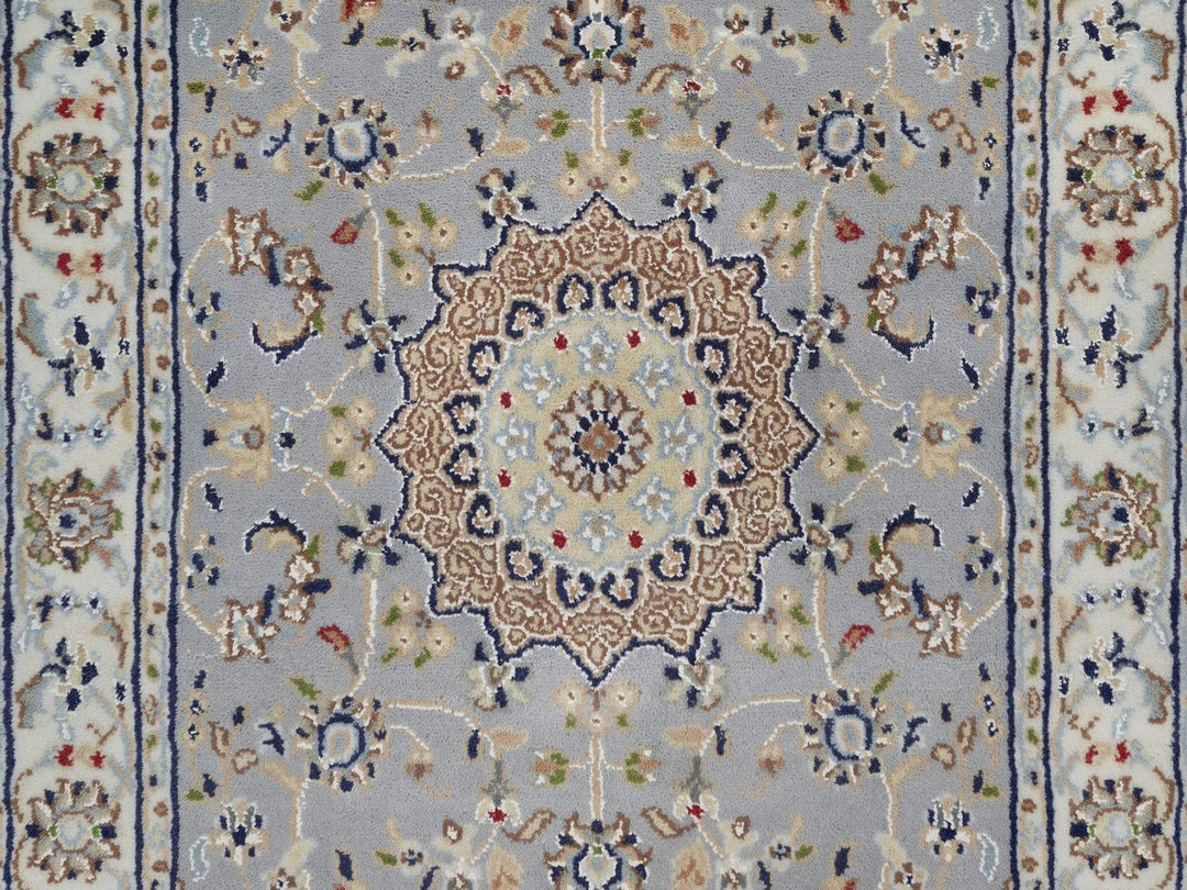 2'8" x 6'3" New Hand Knotted Blue Wool & Silk Runner Oriental Rug - MOA10292519