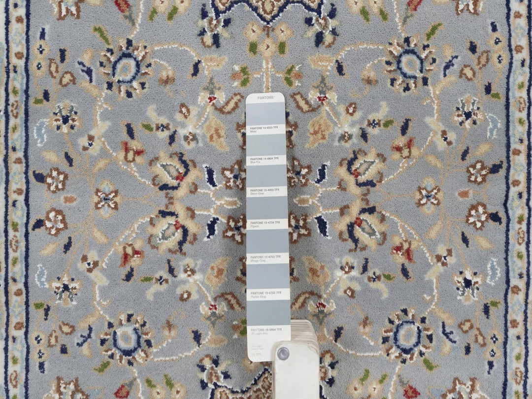 2'8" x 6'3" New Hand Knotted Blue Wool & Silk Runner Oriental Rug - MOA10292520