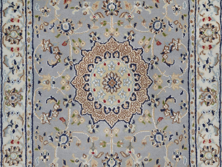 2'8" x 6'3" New Hand Knotted Blue Wool & Silk Runner Oriental Rug - MOA10292520