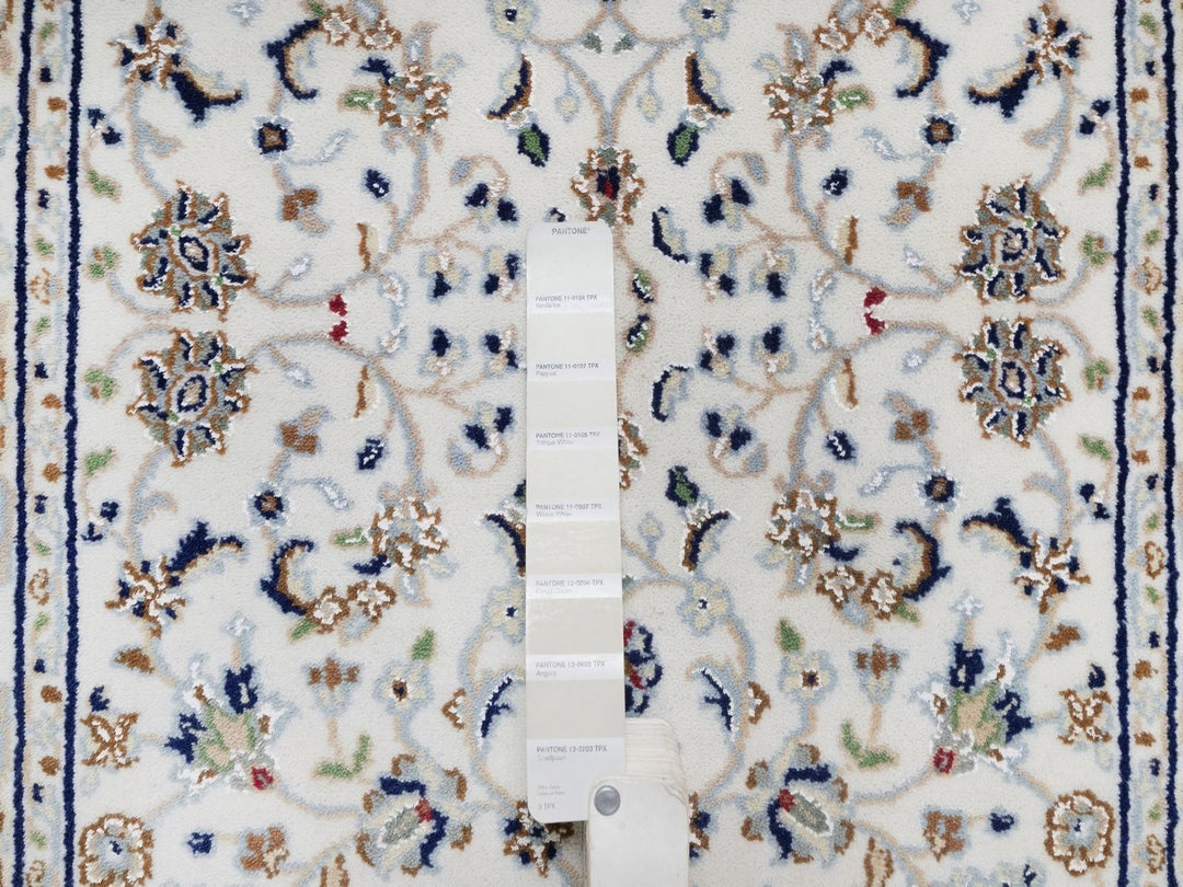 2'8" x 10'4" New Hand Knotted Ivory Wool & Silk Runner Oriental Rug - MOA10292521