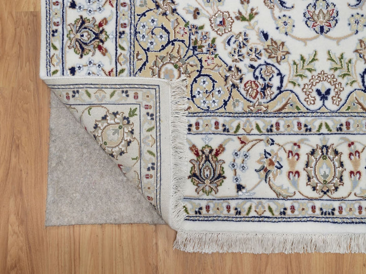5'2" x 7'1" New Hand Knotted Ivory Wool & Silk Rectangle Oriental Rug - MOA10292523