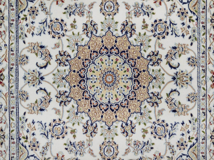 5'2" x 7'1" New Hand Knotted Ivory Wool & Silk Rectangle Oriental Rug - MOA10292523