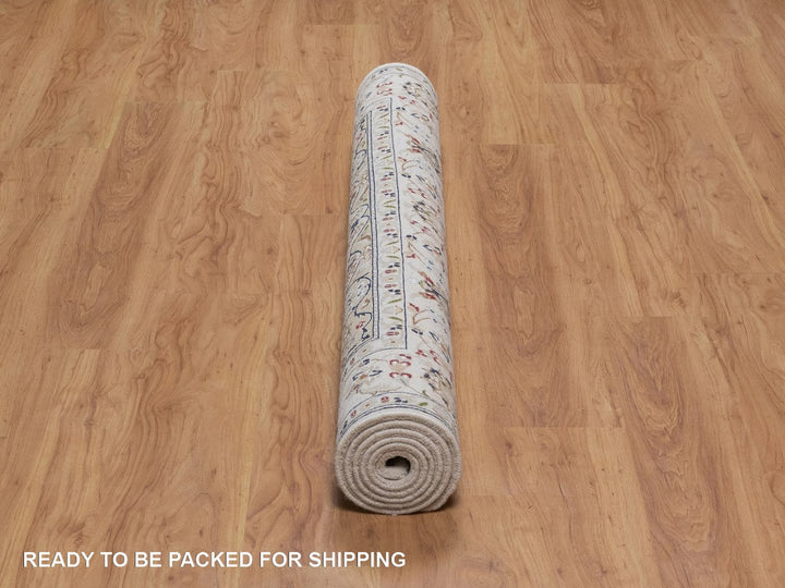 5'2" x 7'1" New Hand Knotted Ivory Wool & Silk Rectangle Oriental Rug - MOA10292523