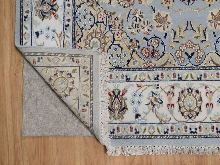5'0" x 8'3" New Hand Knotted Blue Wool & Silk Rectangle Oriental Rug - MOA10292524