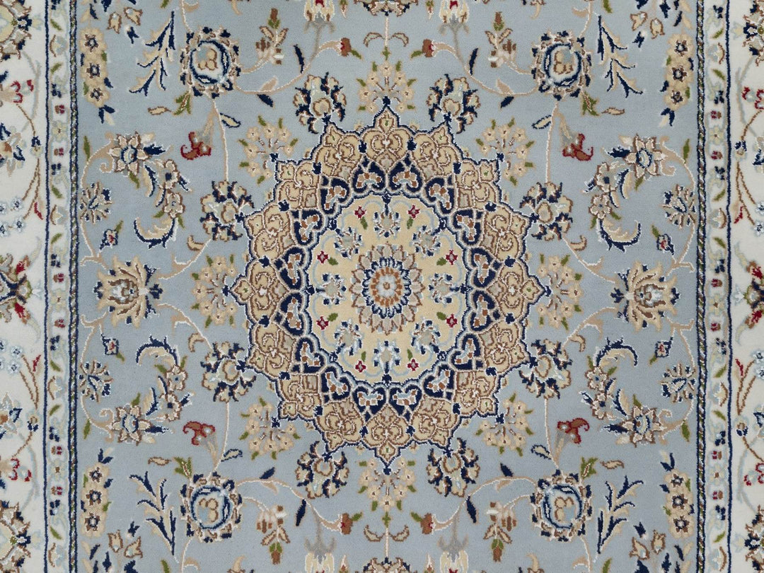 5'0" x 8'3" New Hand Knotted Blue Wool & Silk Rectangle Oriental Rug - MOA10292524
