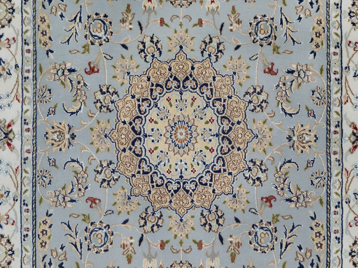 5'0" x 8'3" New Hand Knotted Blue Wool & Silk Rectangle Oriental Rug - MOA10292524