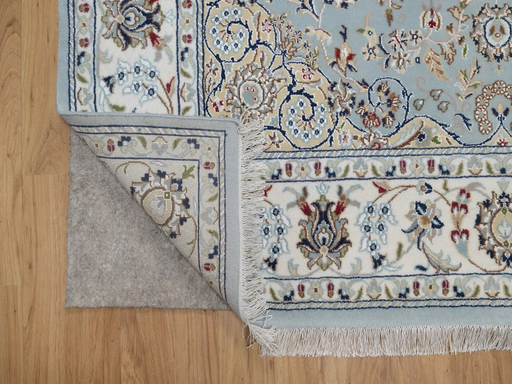 5'10" x 6'0" New Hand Knotted Blue Wool & Silk Square Oriental Rug - MOA10292525