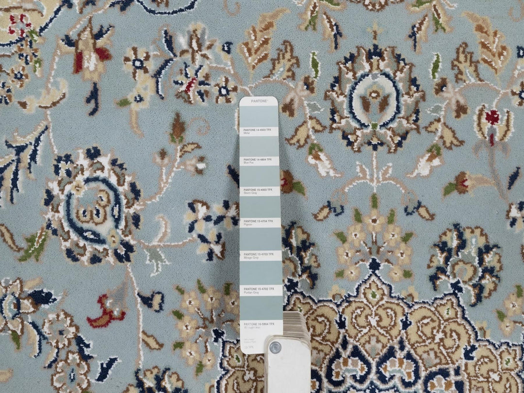 5'10" x 6'0" New Hand Knotted Blue Wool & Silk Square Oriental Rug - MOA10292525