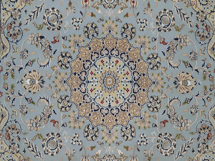 5'10" x 6'0" New Hand Knotted Blue Wool & Silk Square Oriental Rug - MOA10292525