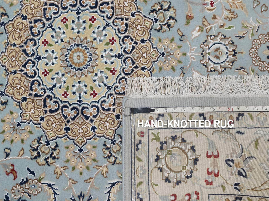 5'10" x 6'0" New Hand Knotted Blue Wool & Silk Square Oriental Rug - MOA10292525