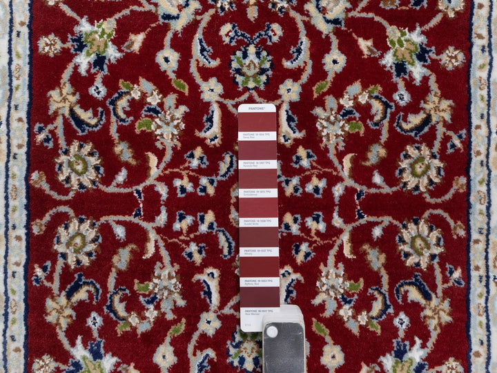 2'7" x 14'7" New Hand Knotted Red Wool & Silk Runner Oriental Rug - MOA10292526