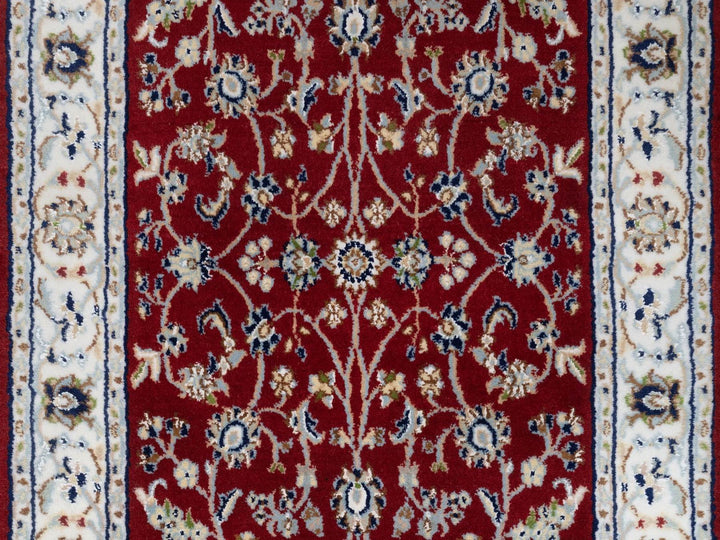 2'7" x 14'7" New Hand Knotted Red Wool & Silk Runner Oriental Rug - MOA10292526