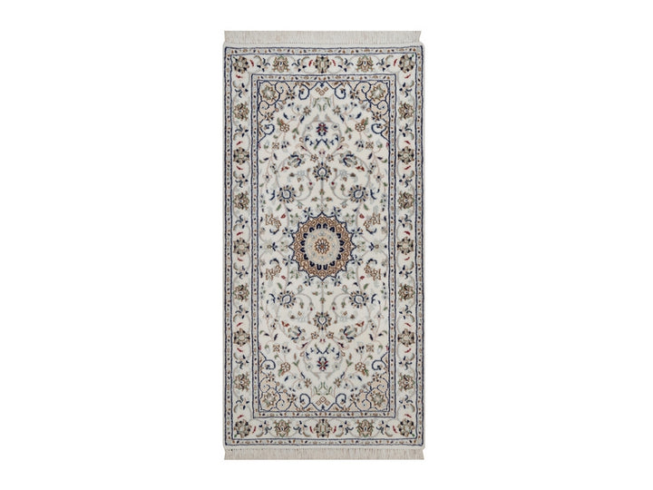 2'1" x 4'1" New Hand Knotted Ivory Wool & Silk Rectangle Oriental Rug - MOA10292527