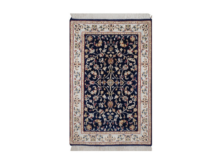 2'1" x 3'3" New Hand Knotted Blue Wool & Silk Rectangle Oriental Rug - MOA10292528