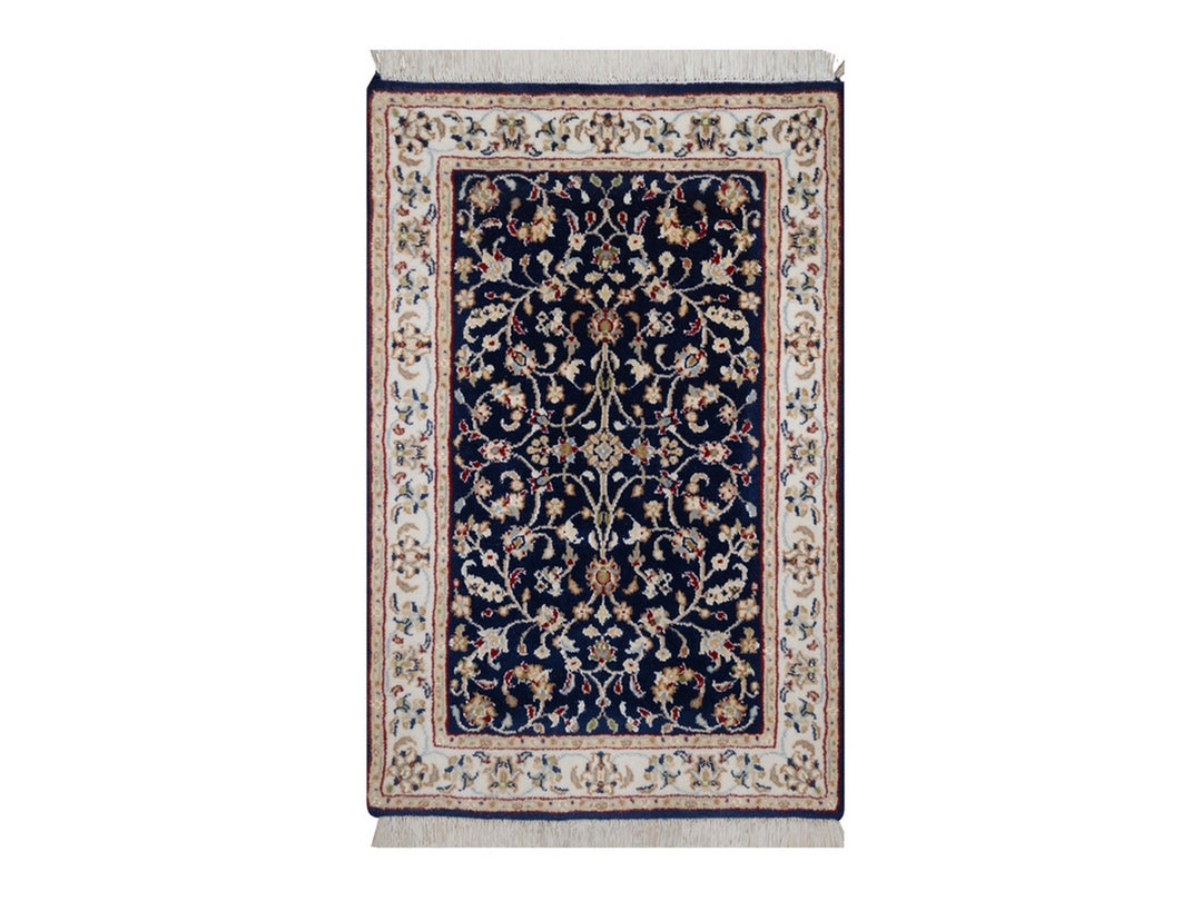 2'0" x 3'3" New Hand Knotted Blue Wool & Silk Rectangle Oriental Rug - MOA10292529