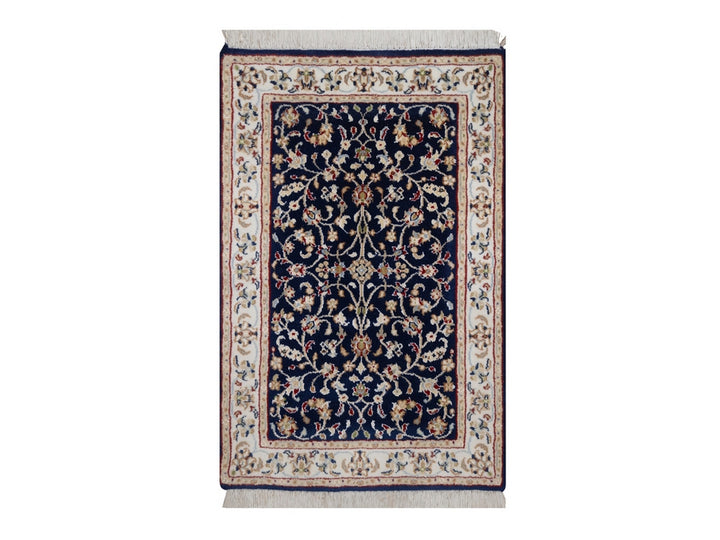 2'0" x 3'3" New Hand Knotted Blue Wool & Silk Rectangle Oriental Rug - MOA10292529
