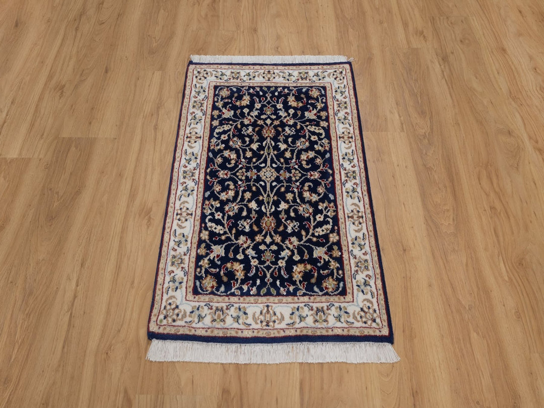 2'0" x 3'3" New Hand Knotted Blue Wool & Silk Rectangle Oriental Rug - MOA10292529