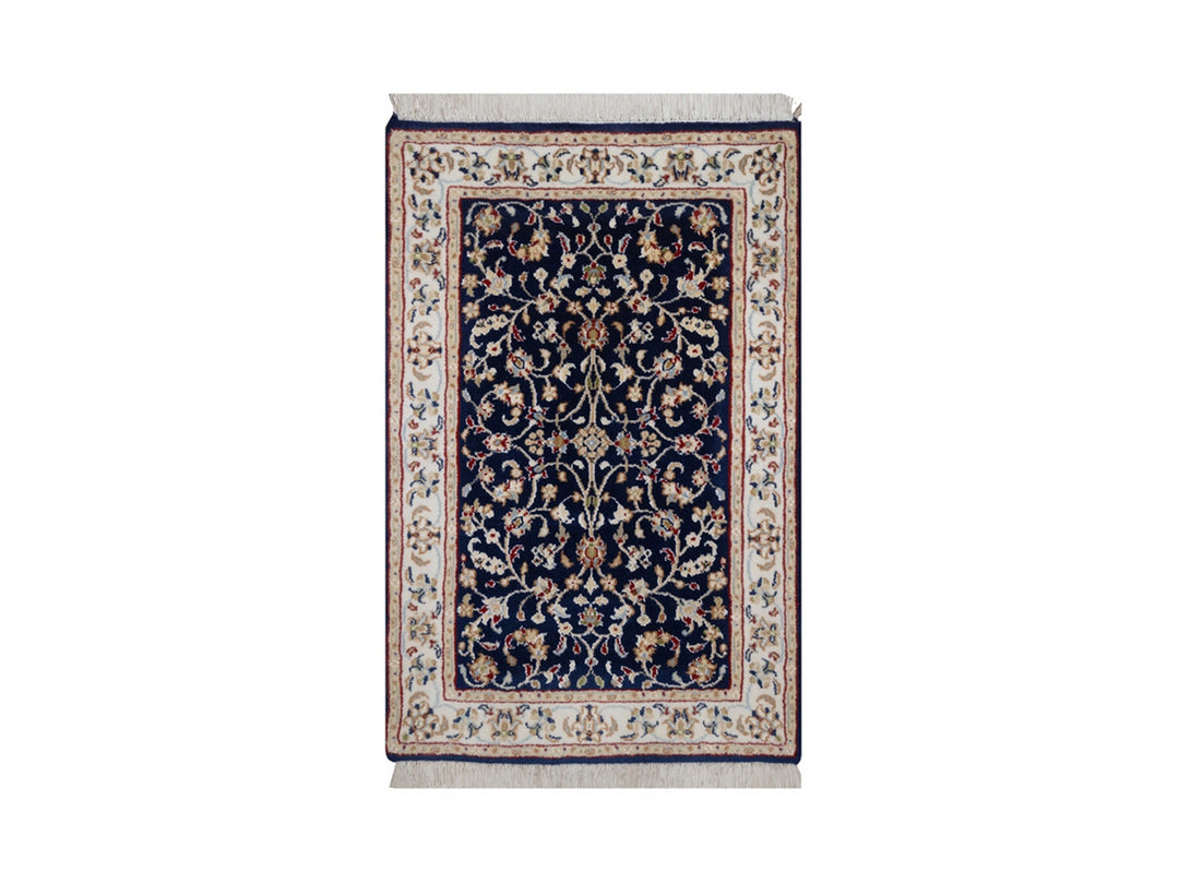 2'1" x 3'3" New Hand Knotted Blue Wool & Silk Rectangle Oriental Rug - MOA10292530