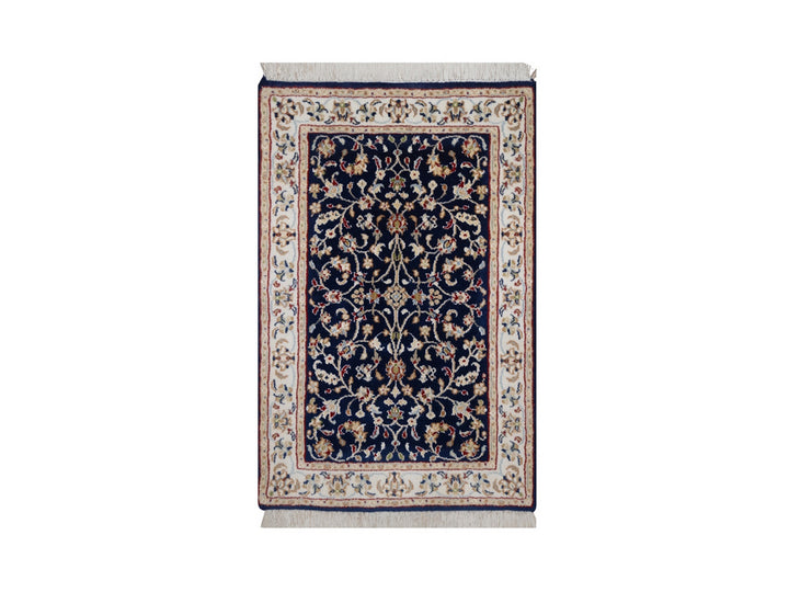 2'1" x 3'3" New Hand Knotted Blue Wool & Silk Rectangle Oriental Rug - MOA10292530