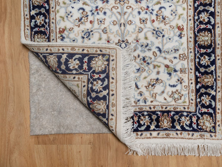 2'2" x 3'2" New Hand Knotted Ivory Wool & Silk Rectangle Oriental Rug - MOA10292532