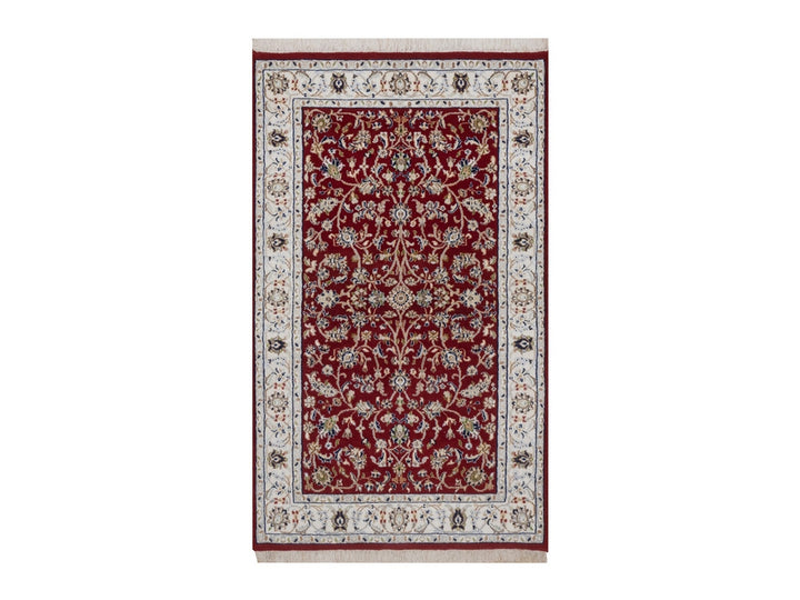 3'1" x 5'2" New Hand Knotted Red Wool & Silk Rectangle Oriental Rug - MOA10292537