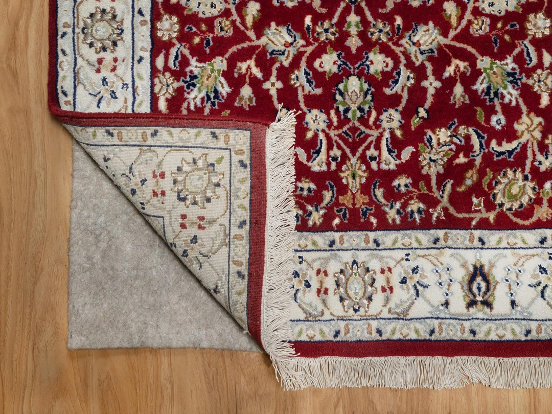 3'1" x 5'2" New Hand Knotted Red Wool & Silk Rectangle Oriental Rug - MOA10292537