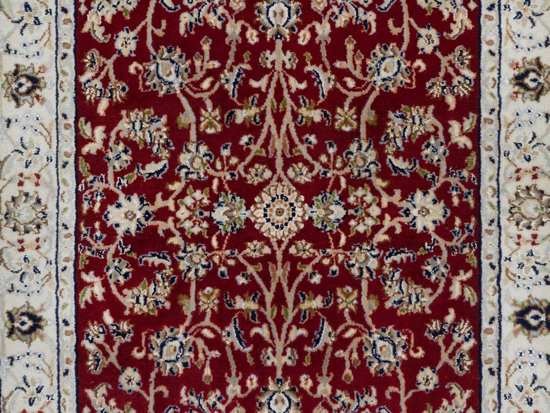 3'1" x 5'2" New Hand Knotted Red Wool & Silk Rectangle Oriental Rug - MOA10292537