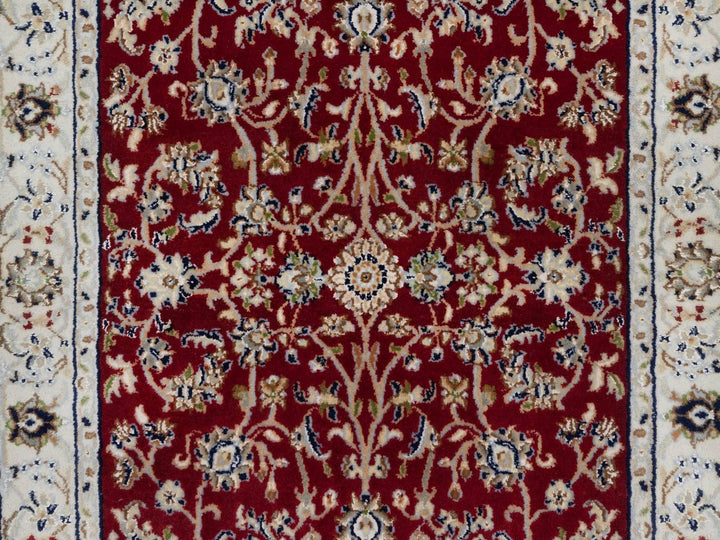 3'1" x 5'2" New Hand Knotted Red Wool & Silk Rectangle Oriental Rug - MOA10292537