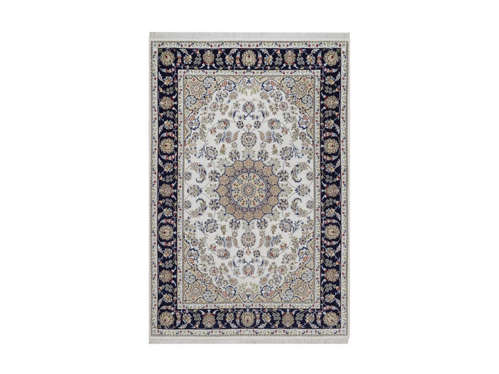 5'6" x 8'4" New Hand Knotted Ivory Wool & Silk Rectangle Oriental Rug - MOA10292541