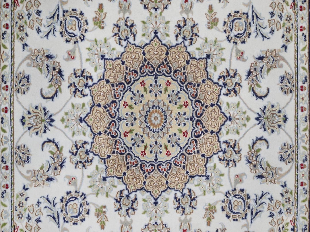 5'6" x 8'4" New Hand Knotted Ivory Wool & Silk Rectangle Oriental Rug - MOA10292541