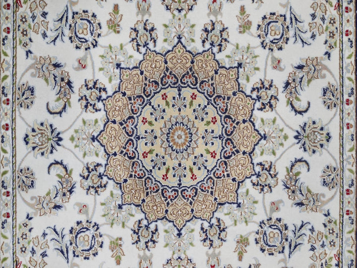 5'6" x 8'4" New Hand Knotted Ivory Wool & Silk Rectangle Oriental Rug - MOA10292541