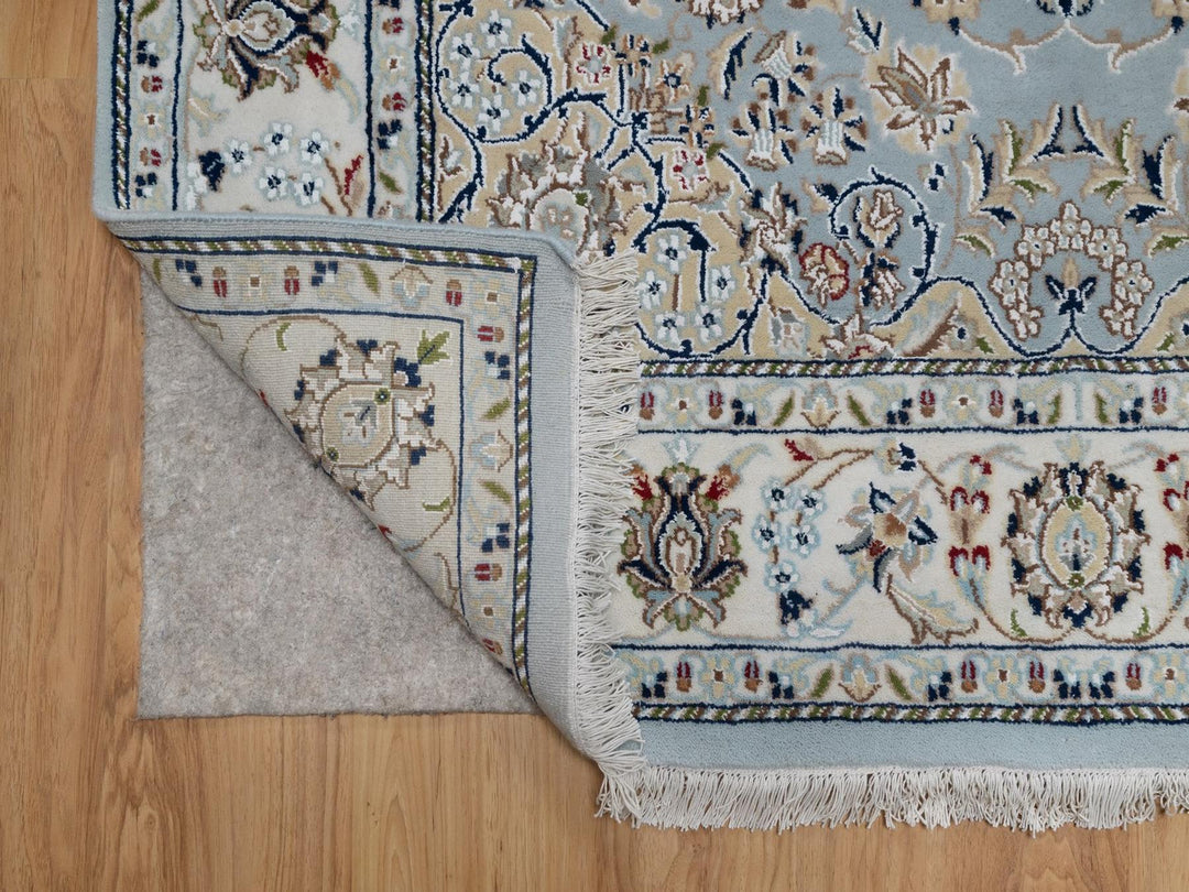 4'11" x 8'1" New Hand Knotted Blue Wool & Silk Rectangle Oriental Rug - MOA10292542