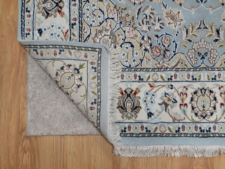 4'11" x 8'1" New Hand Knotted Blue Wool & Silk Rectangle Oriental Rug - MOA10292542