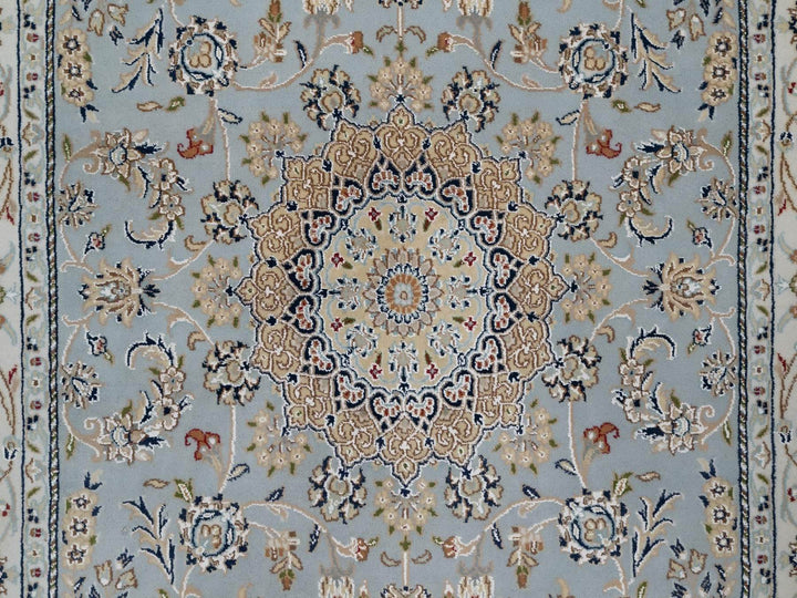 4'11" x 8'1" New Hand Knotted Blue Wool & Silk Rectangle Oriental Rug - MOA10292542