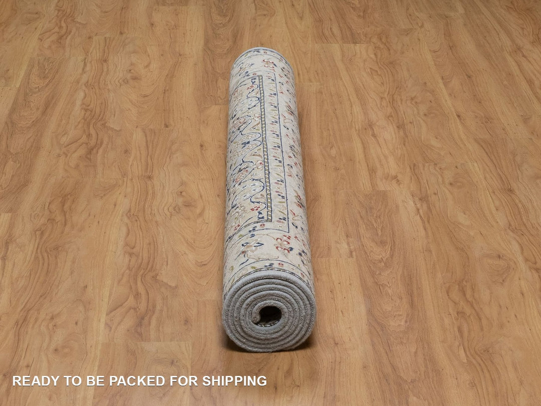 4'11" x 8'1" New Hand Knotted Blue Wool & Silk Rectangle Oriental Rug - MOA10292542