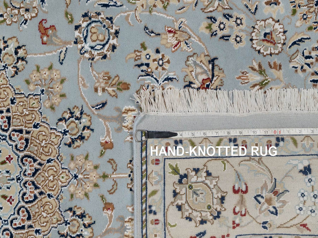 4'11" x 8'1" New Hand Knotted Blue Wool & Silk Rectangle Oriental Rug - MOA10292542