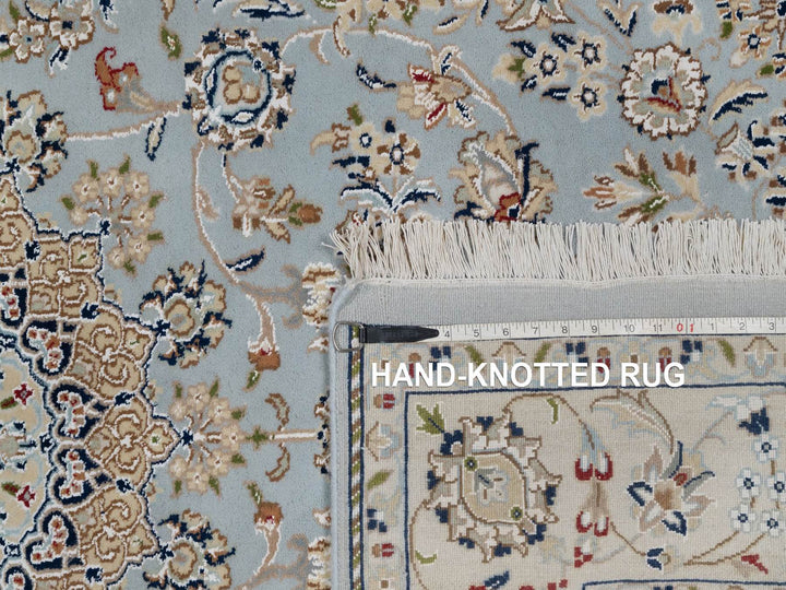 4'11" x 8'1" New Hand Knotted Blue Wool & Silk Rectangle Oriental Rug - MOA10292542