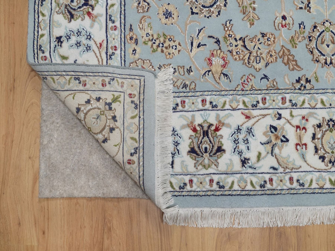 5'10" x 6'1" New Hand Knotted Blue Wool & Silk Square Oriental Rug - MOA10292549