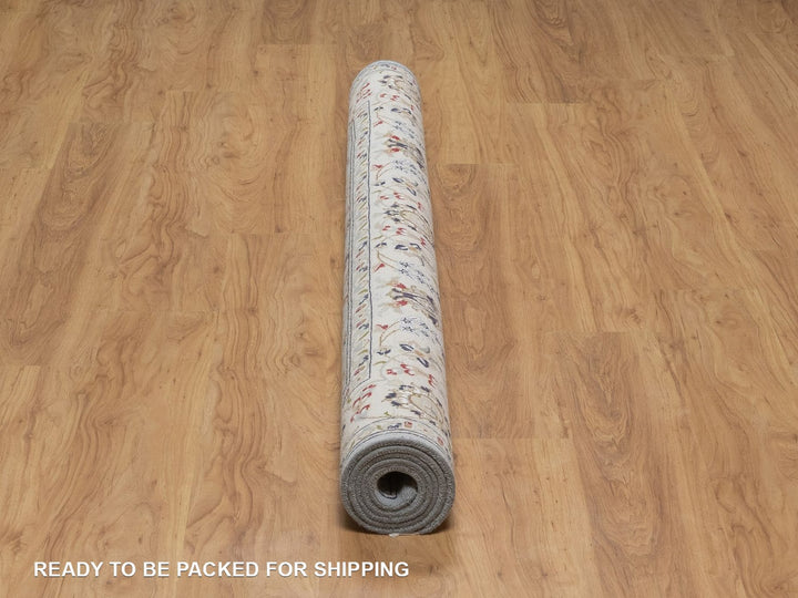 5'10" x 6'1" New Hand Knotted Blue Wool & Silk Square Oriental Rug - MOA10292549