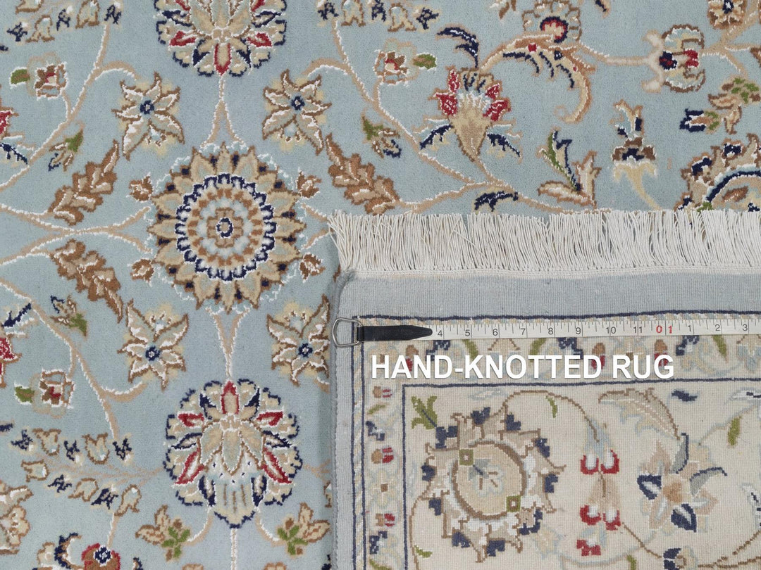 5'10" x 6'1" New Hand Knotted Blue Wool & Silk Square Oriental Rug - MOA10292549
