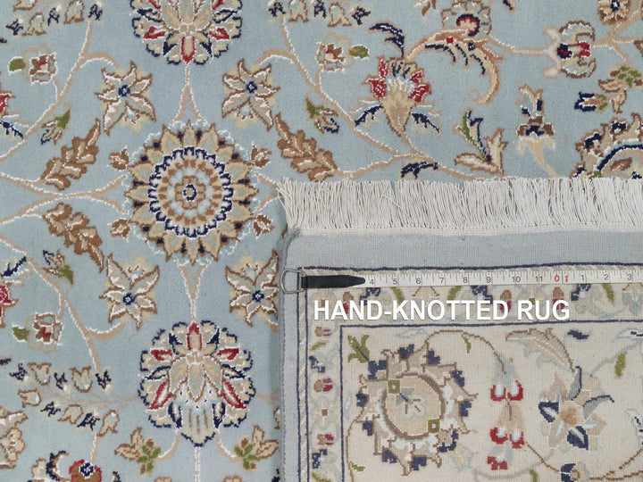 5'10" x 6'1" New Hand Knotted Blue Wool & Silk Square Oriental Rug - MOA10292549