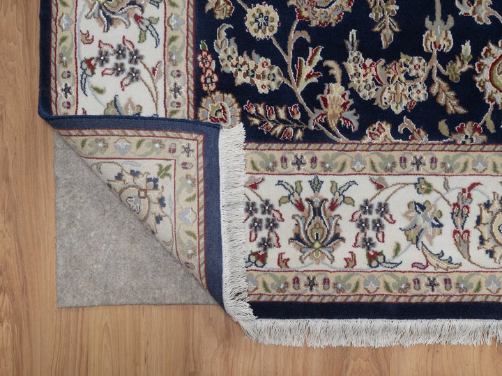 6'0" x 6'2" New Hand Knotted Blue Wool & Silk Square Oriental Rug - MOA10292550