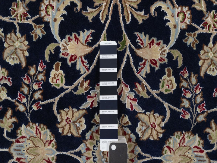 6'0" x 6'2" New Hand Knotted Blue Wool & Silk Square Oriental Rug - MOA10292550