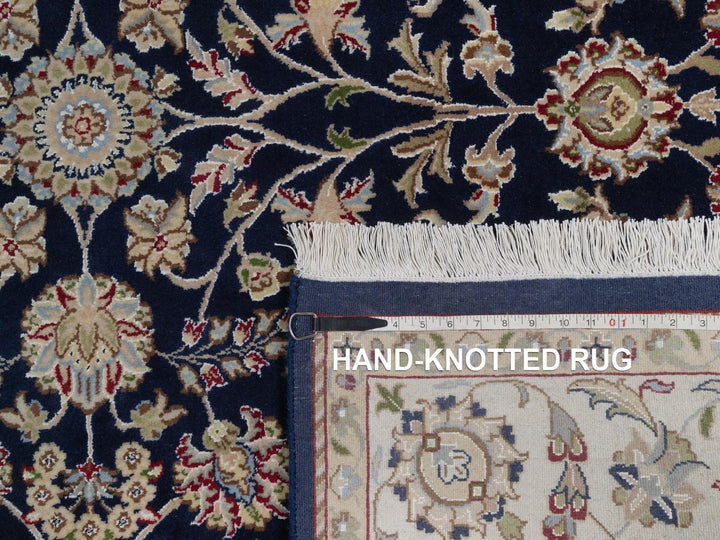 6'0" x 6'2" New Hand Knotted Blue Wool & Silk Square Oriental Rug - MOA10292550