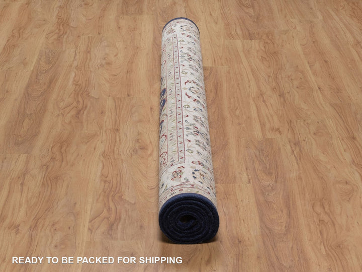 6'4" x 6'8" New Hand Knotted Blue Wool & Silk Square Oriental Rug - MOA10292551
