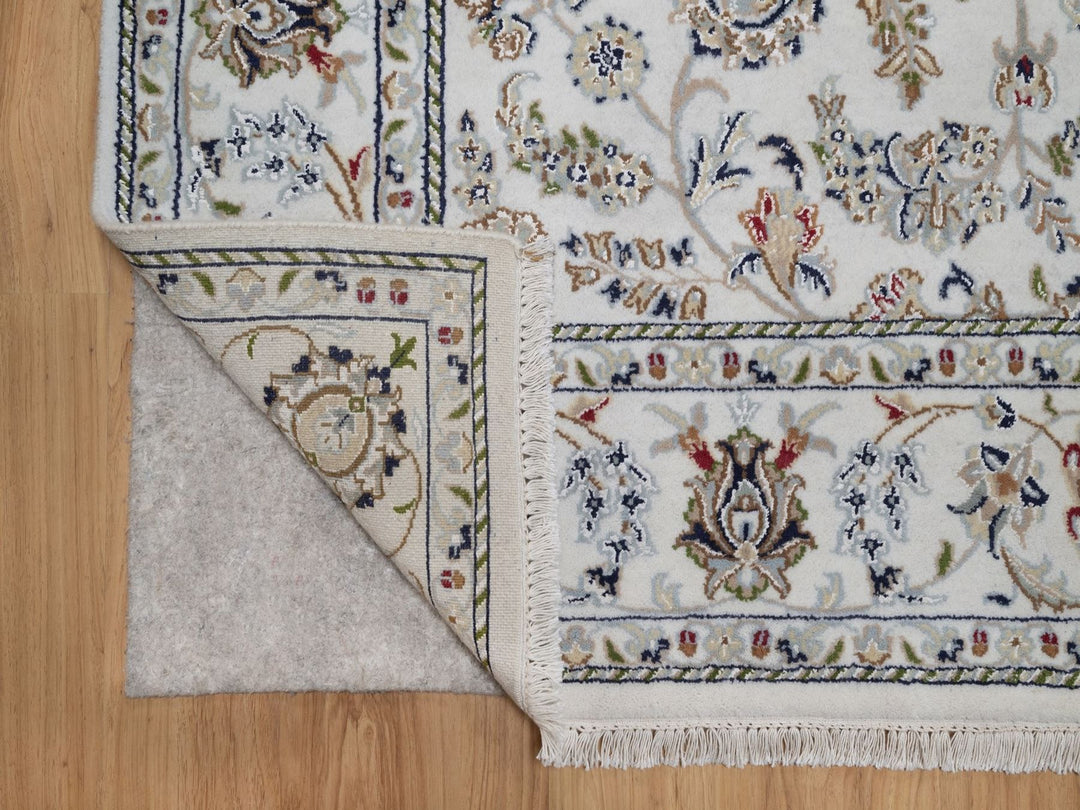 6'0" x 6'3" New Hand Knotted Ivory Wool & Silk Square Oriental Rug - MOA10292552